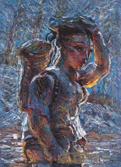 罗中立 过河 54×39cm
